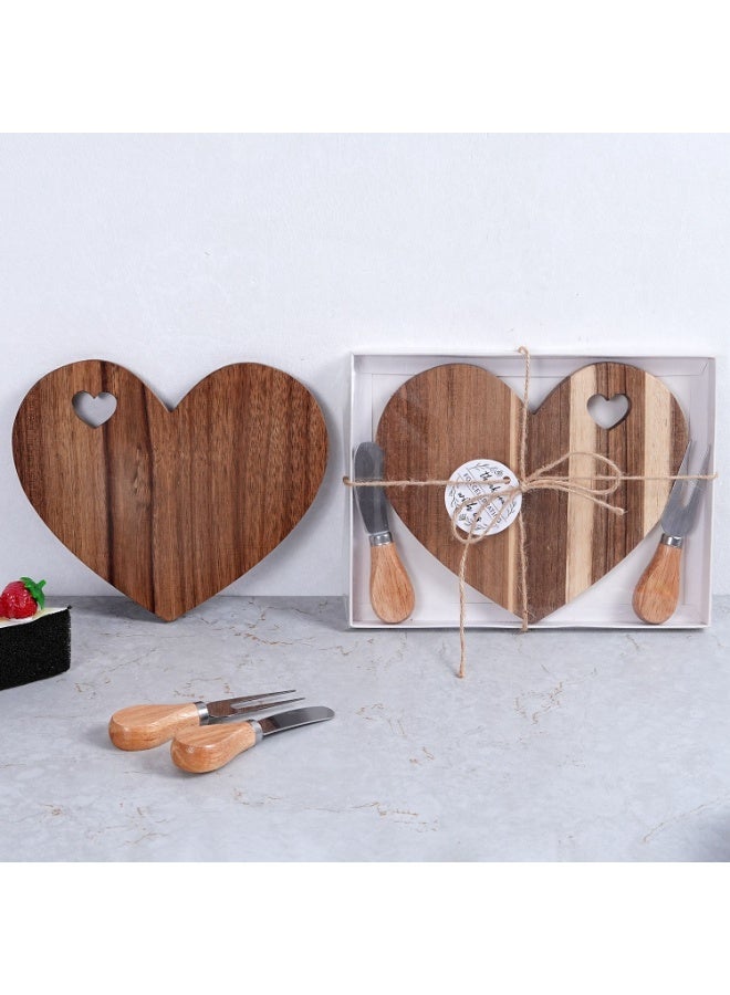 Home Smart Acacia Wood Cheese Board Heart Shaped cheese board with Utensils and Gift Packing Ideal for Food Serving and Perfect addition in your Kitchen. - Image 4
